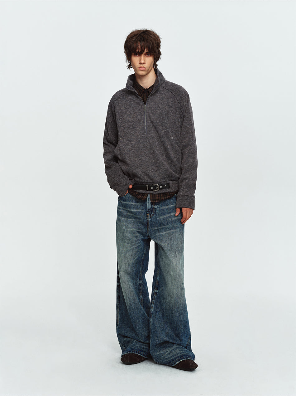 MADWITCH TEXTURED HALF-ZIP RAGLAN PULLOVER SWEATSHIRT #991561