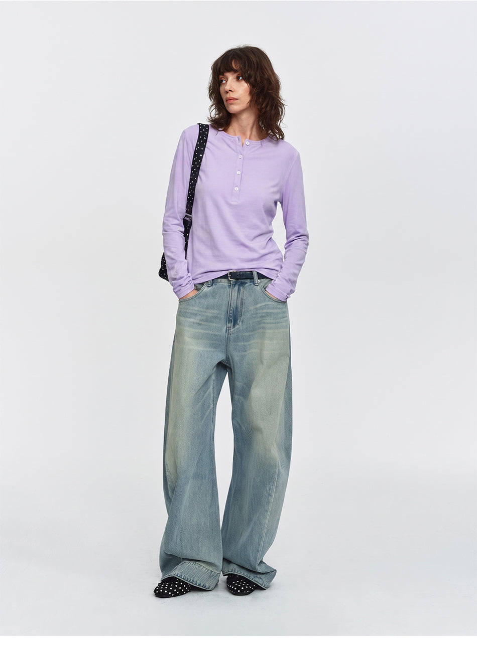 MADWITCH LIGHTWEIGHT LYOCELL-BLEND HENLEY SHIRT #TC155N