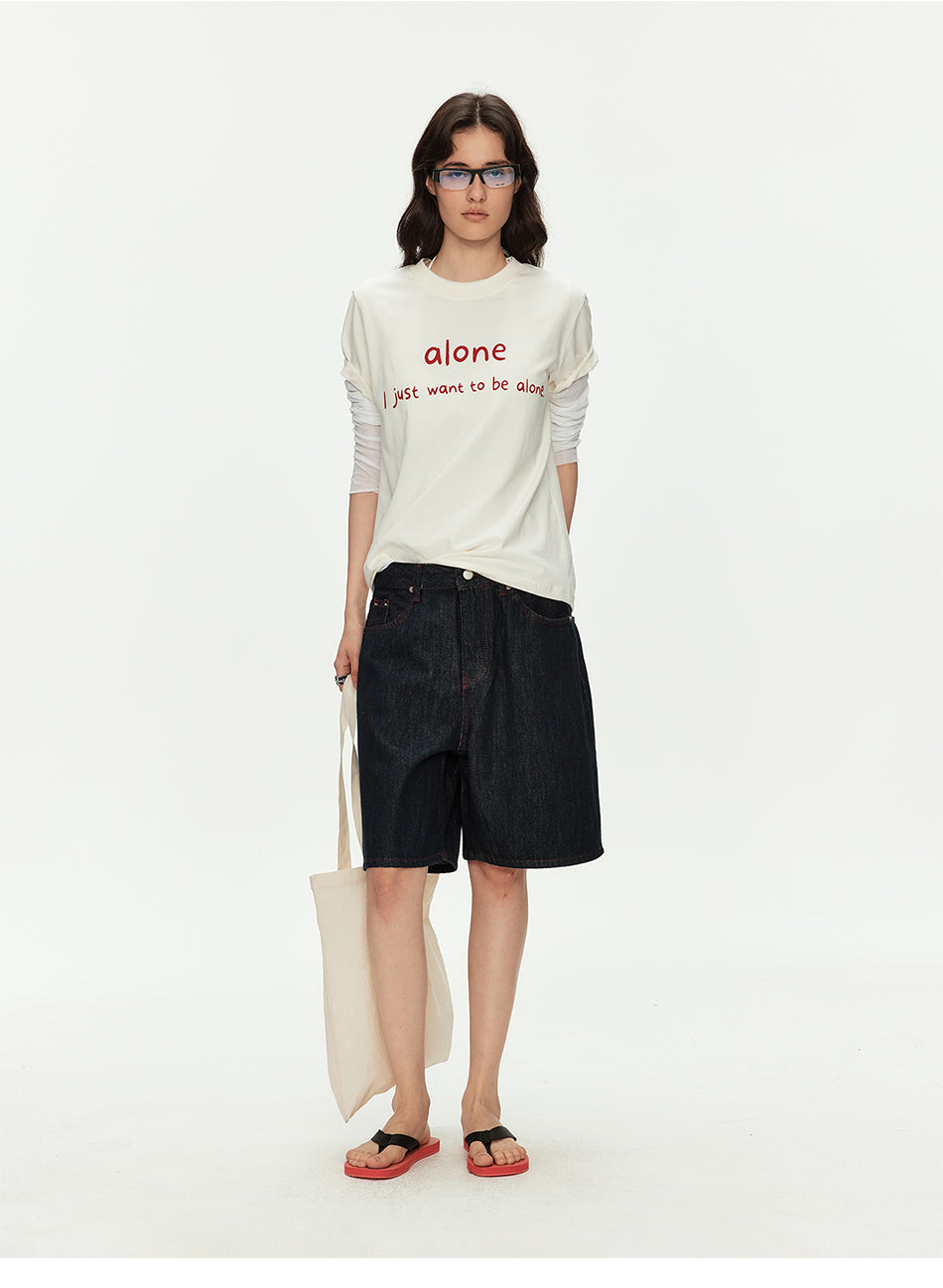 MADWITCH LETTER PRINT COUPLE TEE #MD4330