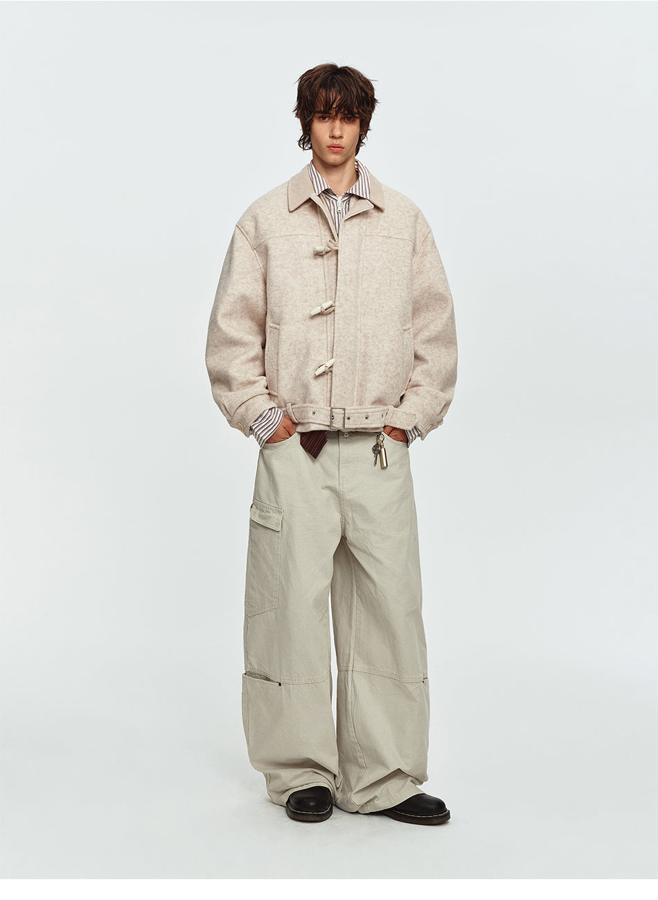MADWITCH BELTED TOGGLE-BUTTON WOOL-BLEND PUFFER JACKET #991392