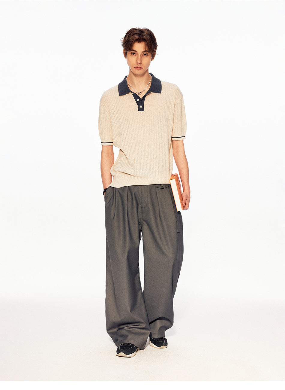 MADWITCH COLORBLOCK RIBBED POLO TEE #MD27493