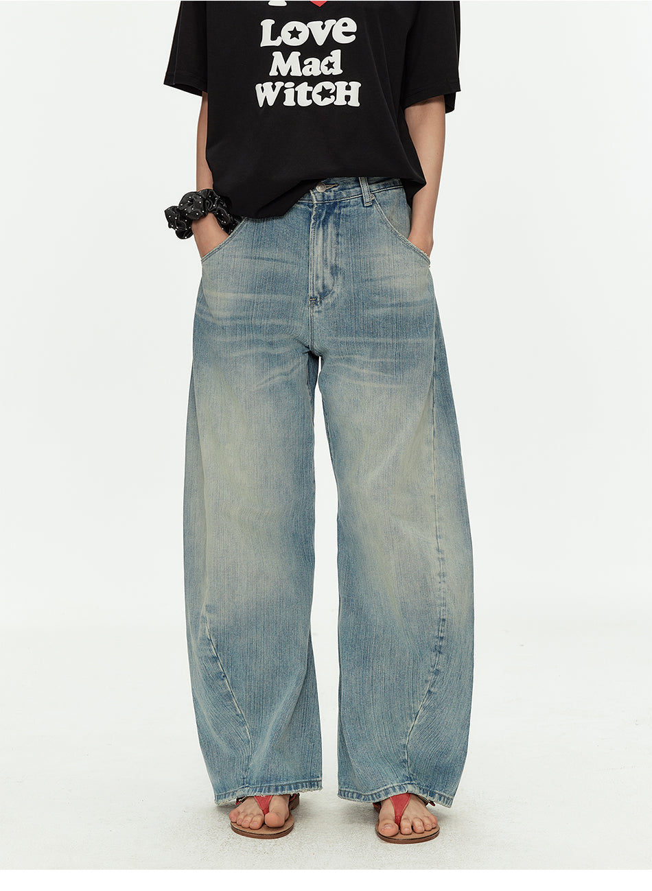 MADWITCH VINTAGE WASHED CURVED JEANS #CK9825