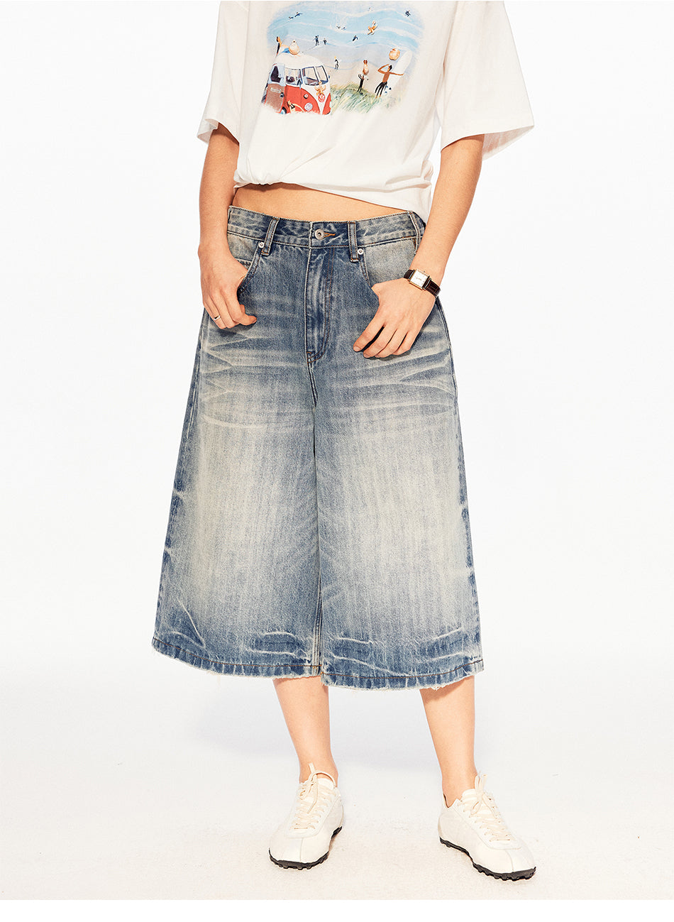 MADWITCH VINTAGE WASHED CAPRI JEANS #MC2603D
