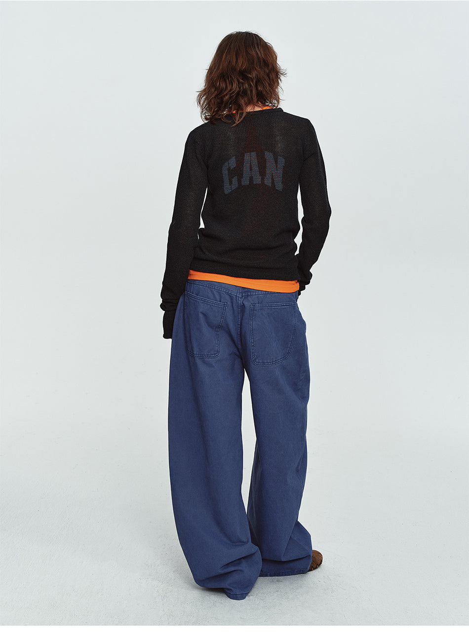 MADWITCH MESH GRAPHIC CROPPED SWEATER #MYC032