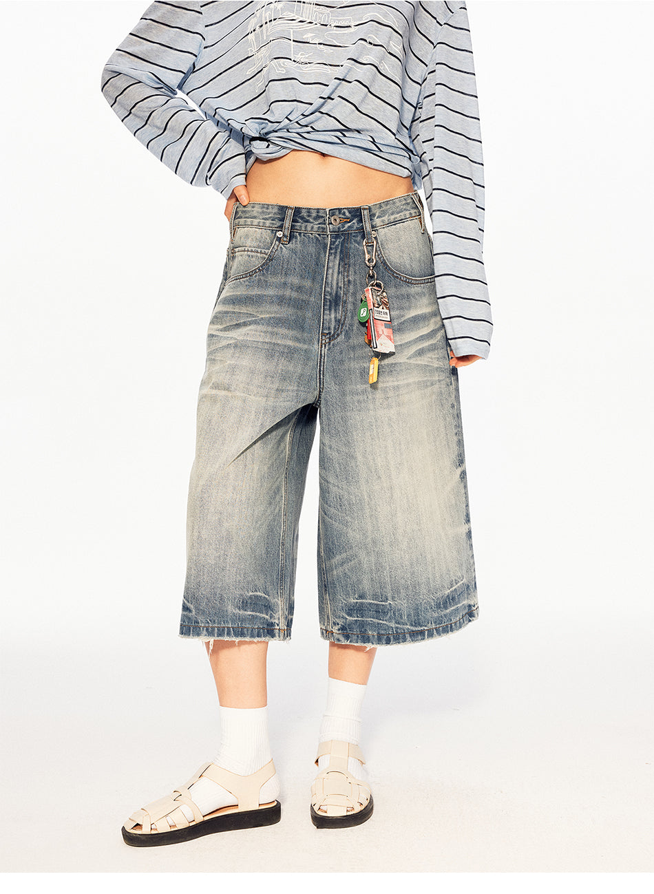 MADWITCH WASHED WIDE CROP JEANS #MC2603D