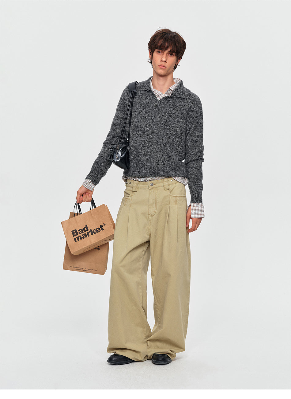 MADWITCH MARLED WOOL-BLEND POLO SWEATER #11820