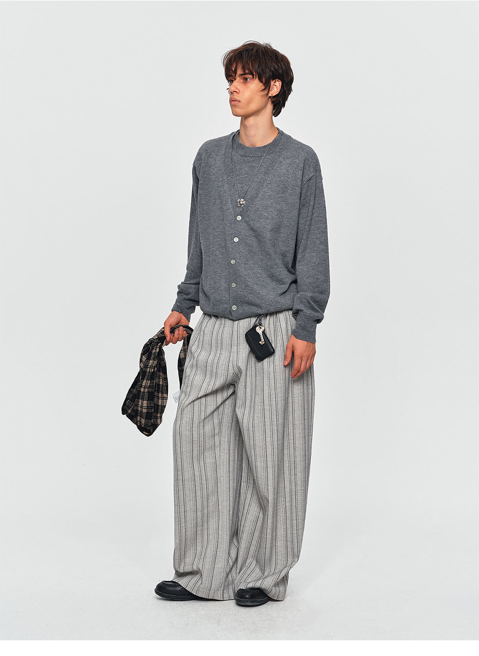 MADWITCH PLEATED STRIPED WIDE-LEG TROUSERS #K2080