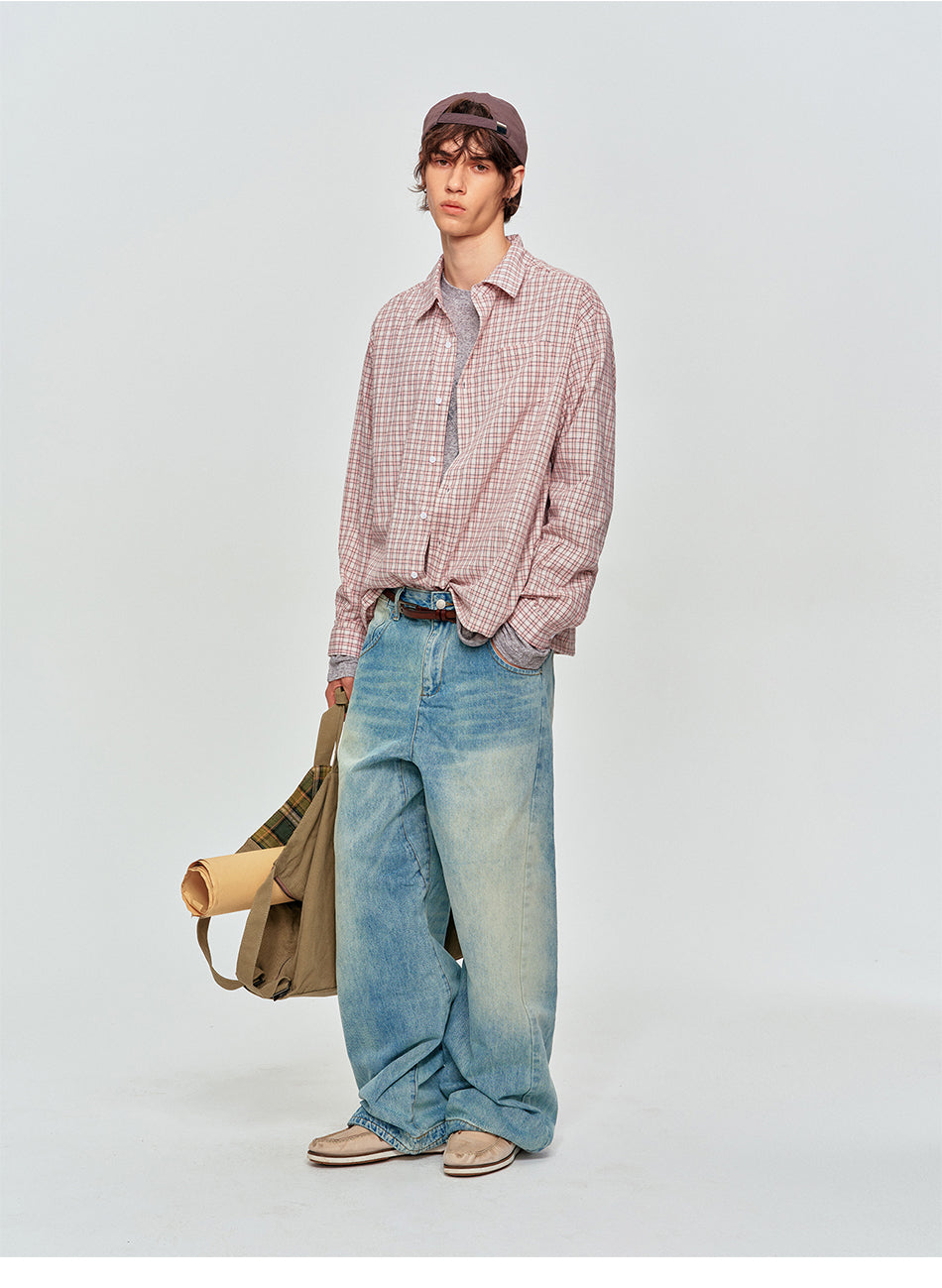 MADWITCH DRAWSTRING PLAID SHIRT #RC153
