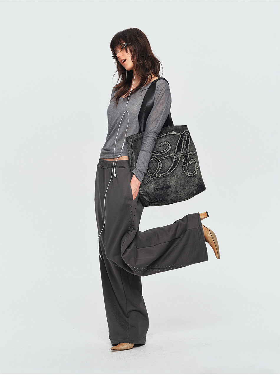 MADWITCH STUDDED WIDE-LEG SWEATPANTS #C1028