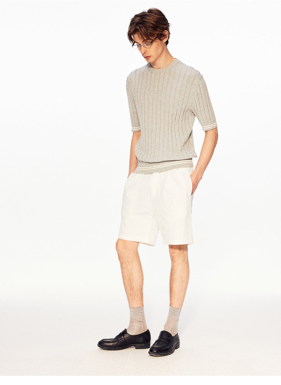 MADWITCH RELAXED RIBBED KNIT TEE #MD27486