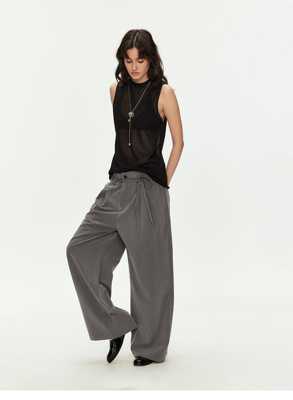MADWITCH BELTED PLEATED WIDE TROUSERS #Z7611