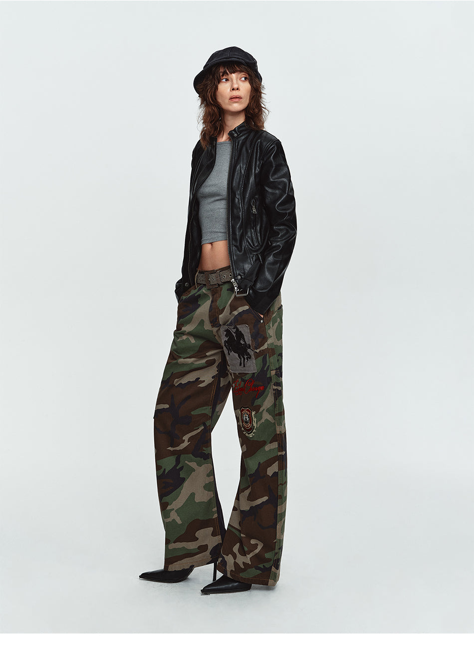 MADWITCH BELTED CROPPED FAUX-LEATHER BIKER JACKET #CW1383N