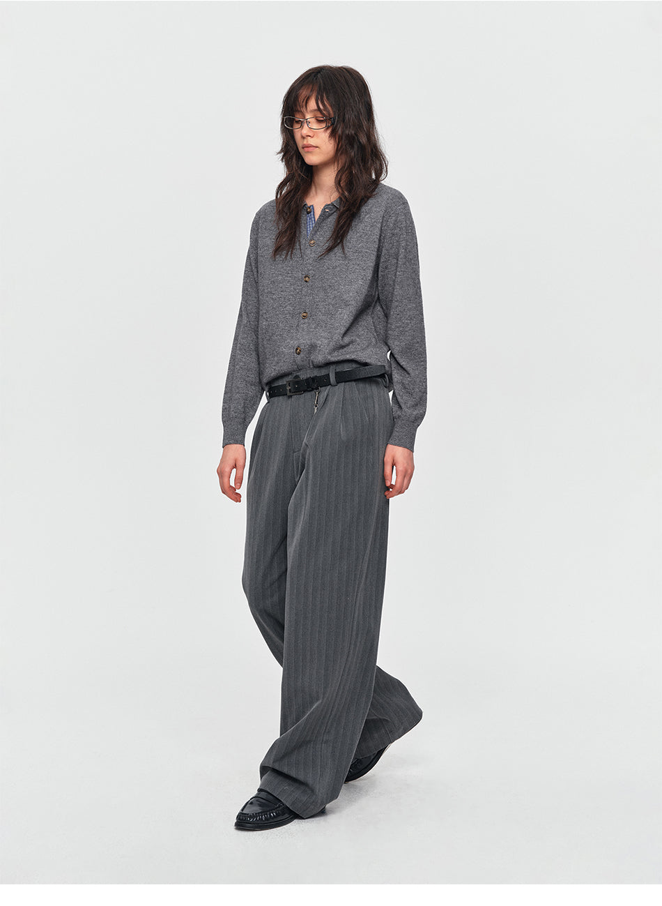 MADWITCH CONTRAST-PLACKET PLAID WOOL-BLEND CARDIGAN #11888