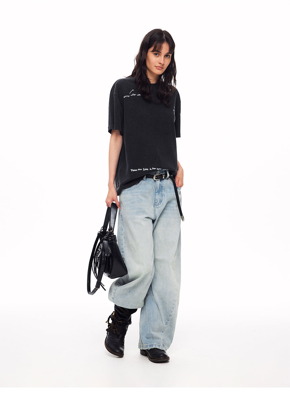 MADWITCH STUDDED WASHED CURVED JEANS #CK9837