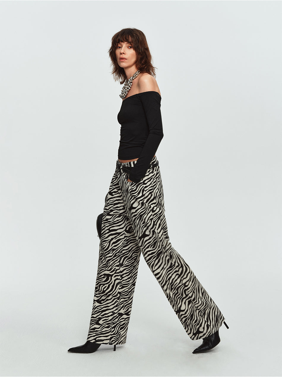 MADWITCH ZEBRA-PRINT RELAXED WIDE-LEG TROUSERS #2026779