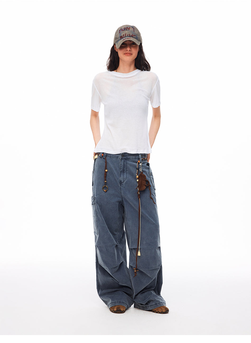 MADWITCH WASHED MULTI-POCKET CARGO PANTS #CK3635