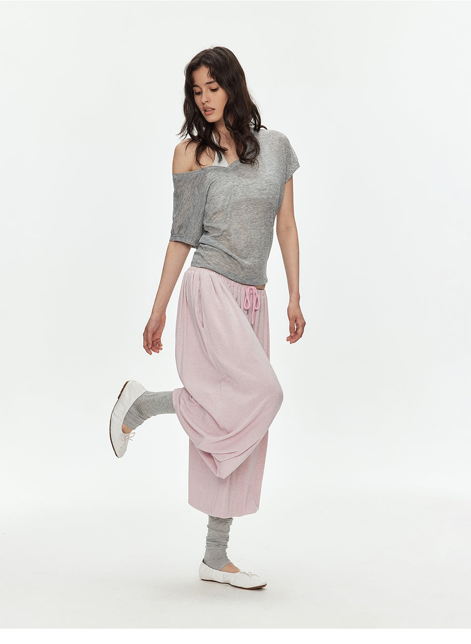 MADWITCH DRAWSTRING KNIT COZY LANTERN PANTS #8708