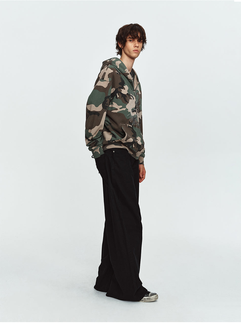 MADWITCH CAMO GRAPHIC-PRINT ZIP HOODIE #0309