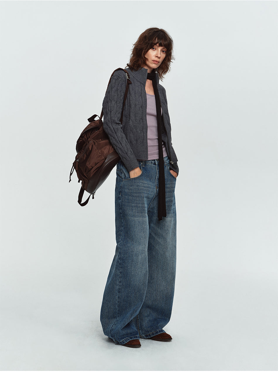 MADWITCH CINCH-BACK STUDDED CURVED-LEG JEANS #G60083