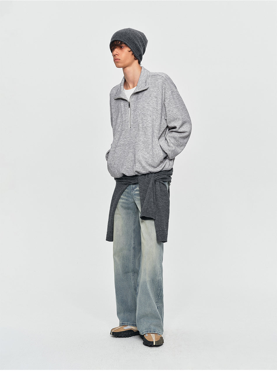 MADWITCH EMBROIDERED LAYERED HALF-ZIP SWEATSHIRT #991395