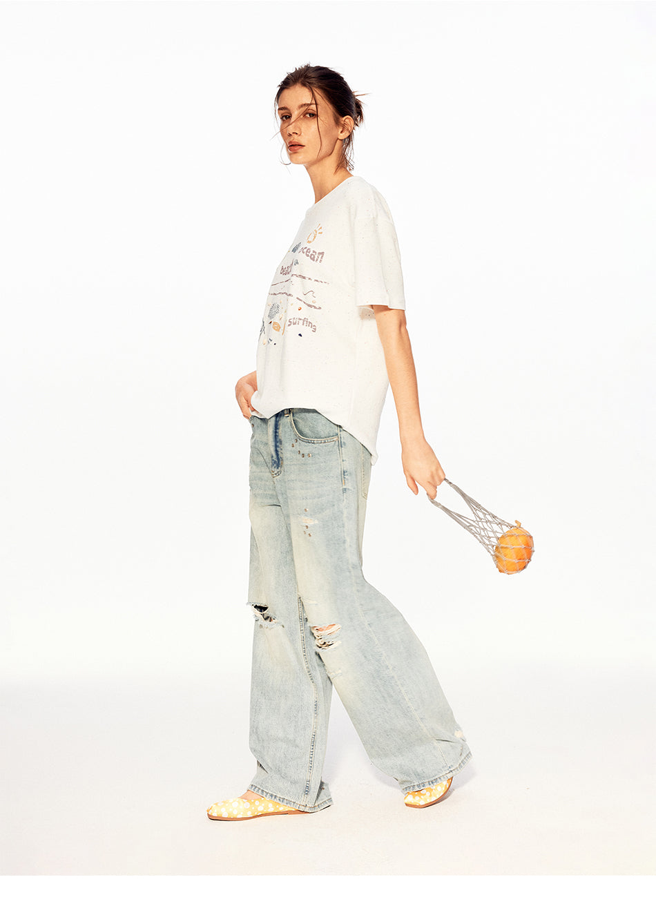 MADWITCH VINTAGE BEACH PRINT TEE #991310
