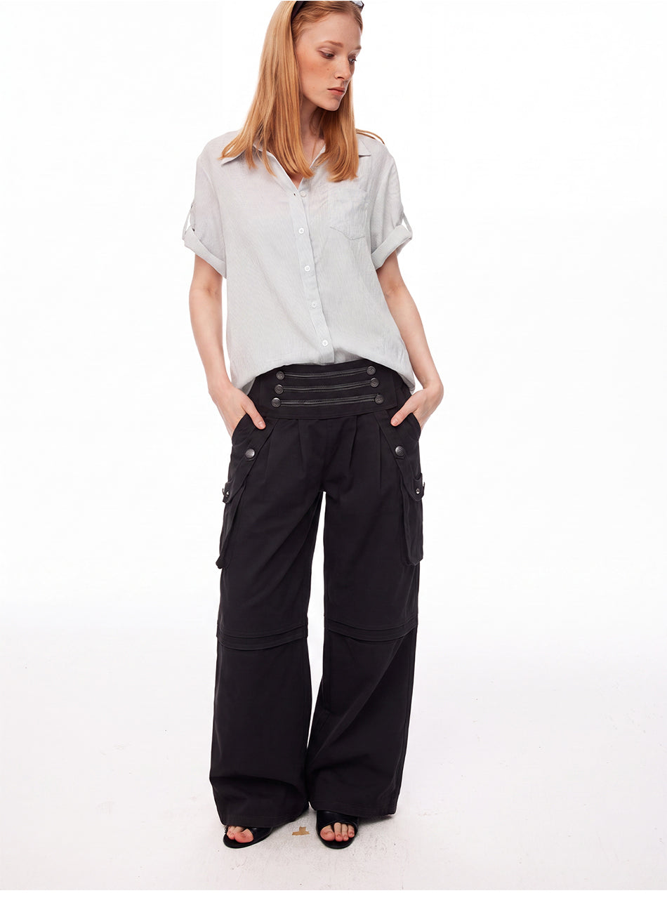 MADWITCH VINTAGE MULTI-BUTTON LAYERED CARGO PANTS #H6773-1
