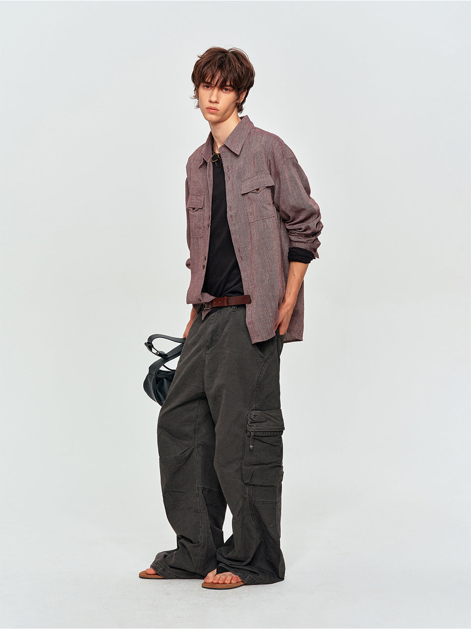 MADWITCH LINEN-BLEND TWO-POCKET SHIRT #880953