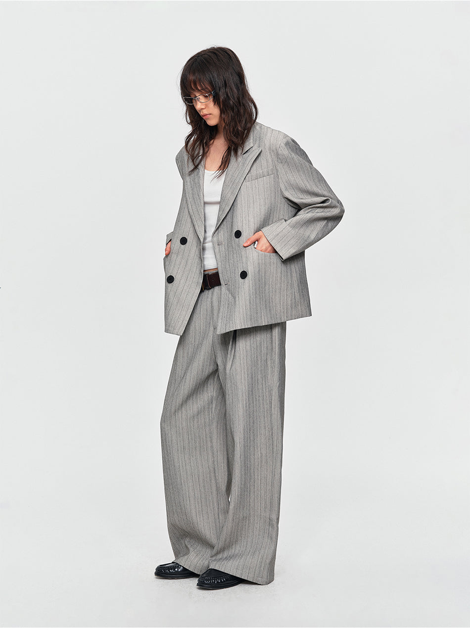 MADWITCH PINSTRIPE DOUBLE-BREASTED OVERSIZED BLAZER #AW26130