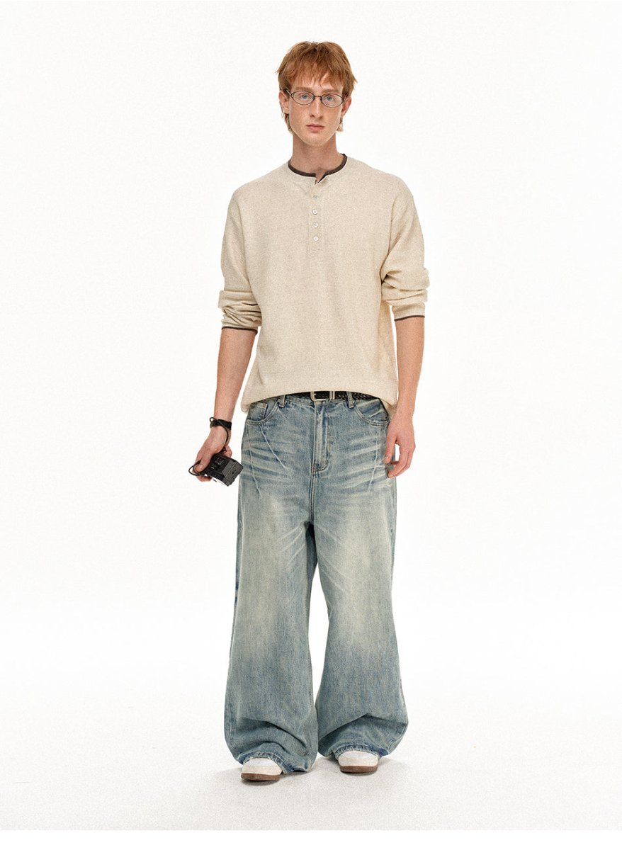 MADWITCH HENLEY WAFFLE KNIT TEE 68633 - MadWitch Store
