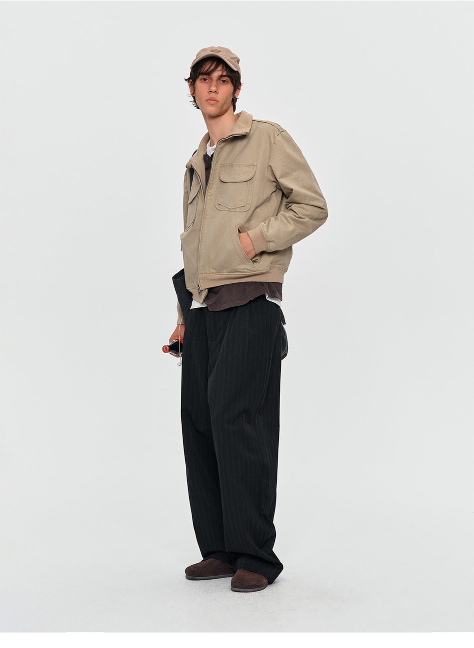 MADWITCH WASHED DUAL-POCKET STAND-COLLAR WORKWEAR JACKET #DY26043