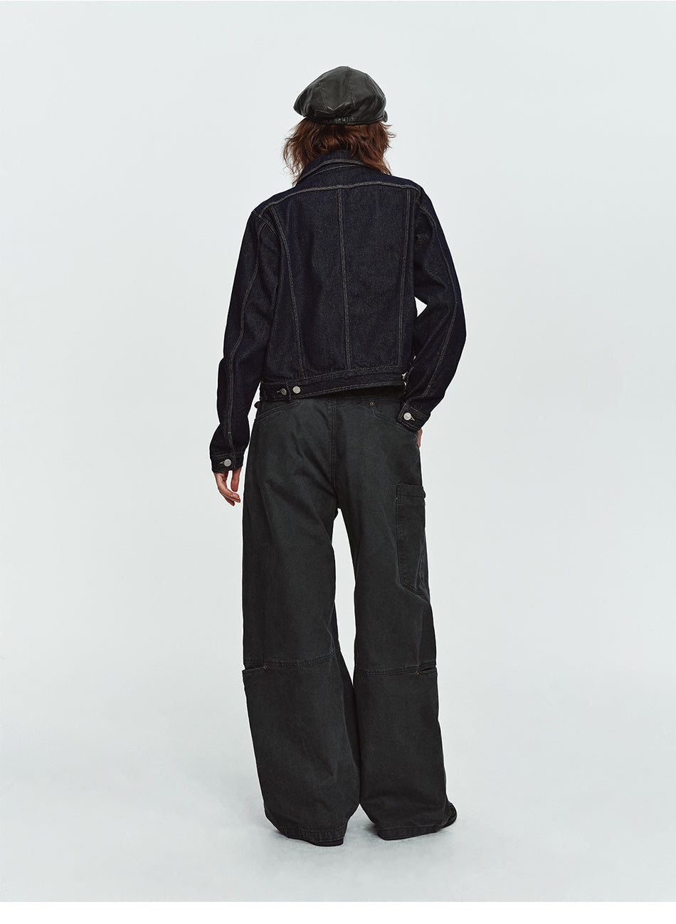 MADWITCH CONTRAST-STITCH CROPPED DENIM JACKET #C2026419