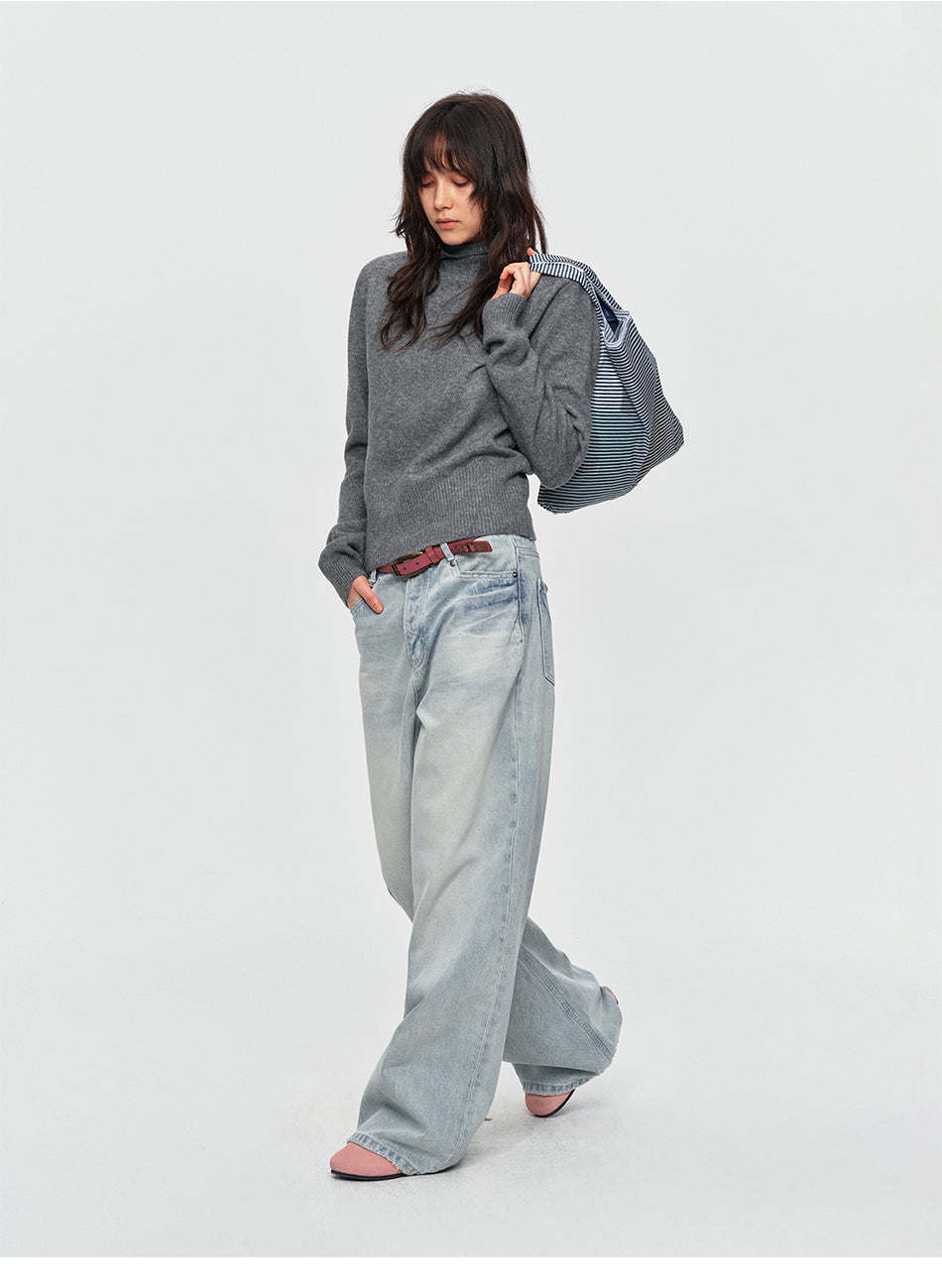 MADWITCH CROPPED SLOUCHY-HOOD KNIT SWEATER #MYC025