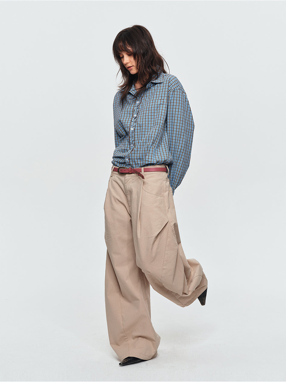 MADWITCH RUCHED PLACKET PLAID SHIRT #26090