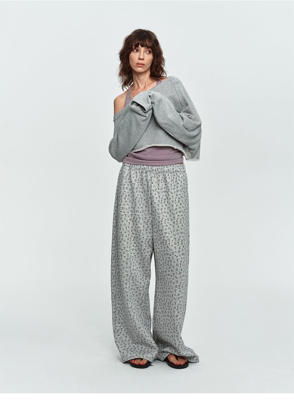 MADWITCH FLORAL-PRINT ELASTIC-WAIST WIDE-LEG PANTS #C1100
