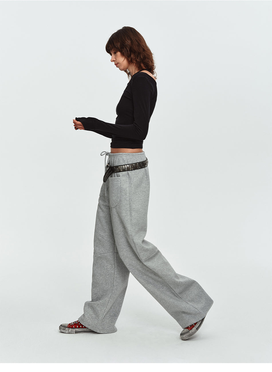 MADWITCH BUTTON-POCKET DRAWSTRING WIDE-LEG SWEATPANTS #C1079
