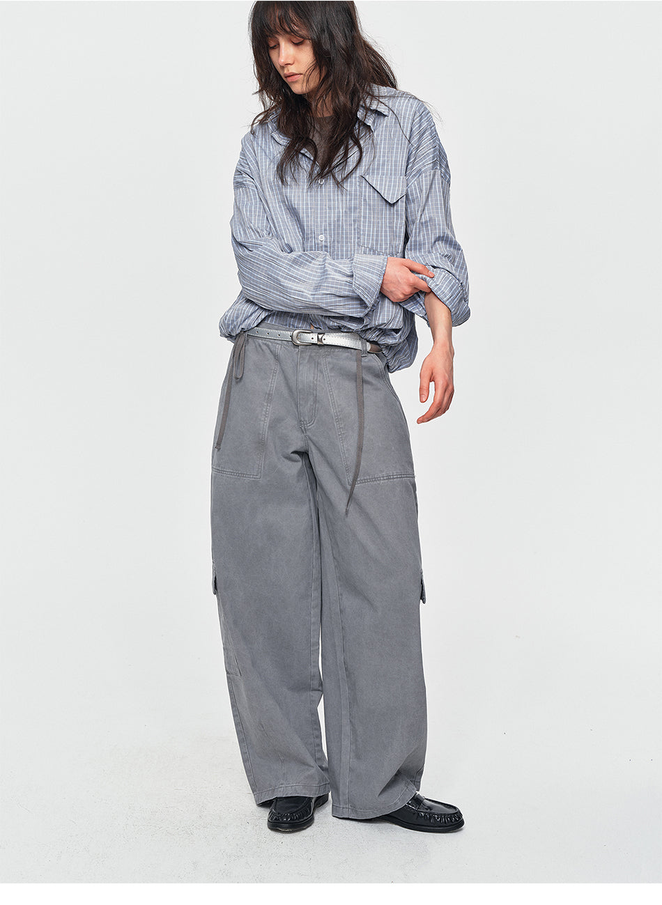 MADWITCH WASHED DRAWSTRING CARGO PANTS #A642
