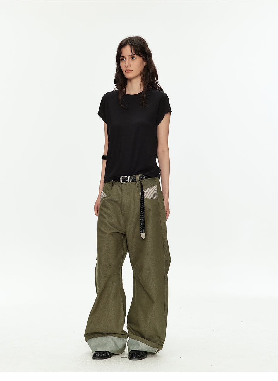 MADWITCH PLAID CARGO BAGGY PANTS #CK61007