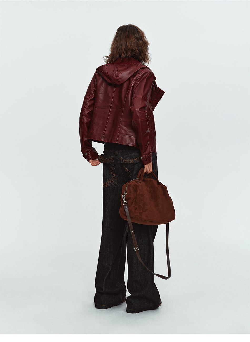 MADWITCH BACK-EMBROIDERED RAW-DENIM WIDE-LEG JEANS #DR8219