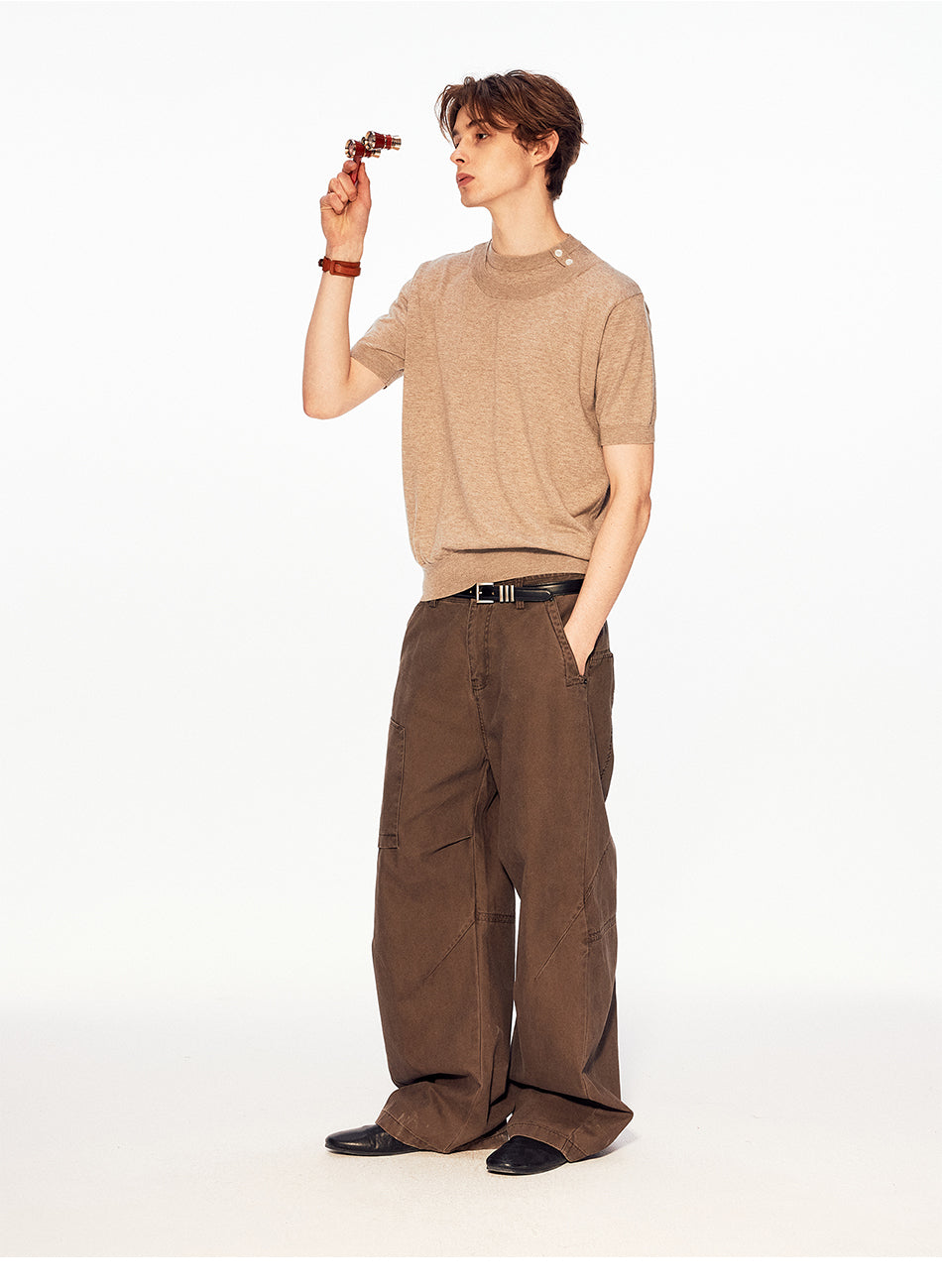 MADWITCH DOUBLE LAYER OBLIQUE BUTTON TEE #27518