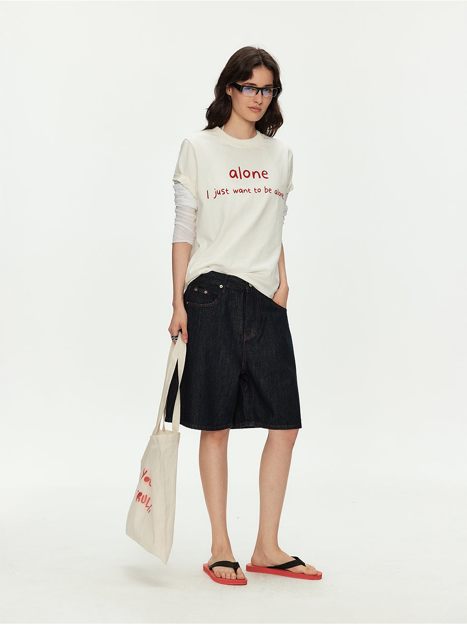 MADWITCH LETTER PRINT COUPLE TEE #MD4330