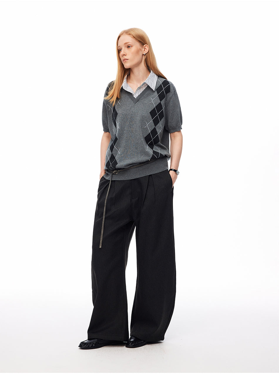 MADWITCH VINTAGE DOUBLE-PLEATED WIDE-LEG TROUSERS #CK61011