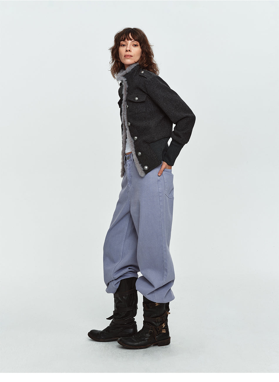 MADWITCH LAVENDER-WASH WIDE-LEG JEANS #A646