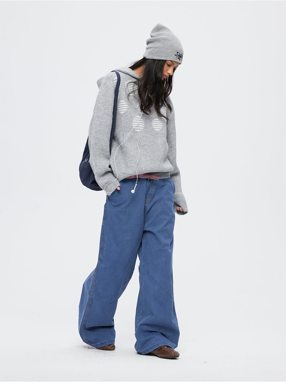 MADWITCH POLKA-DOT JACQUARD CROPPED HOODED SWEATER #MYC033