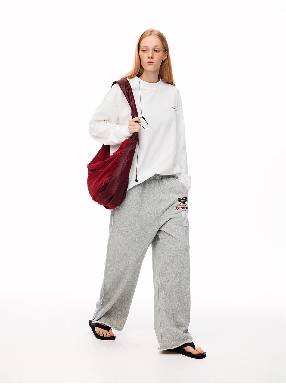 MADWITCH LOOSE LETTER-PRINT MOCK-NECK LONG-SLEEVE T-SHIRT #N2096