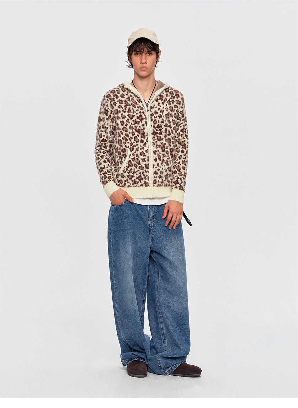 MADWITCH LEOPARD-PRINT PLUSH CROPPED ZIP HOODIE #2606MY2037