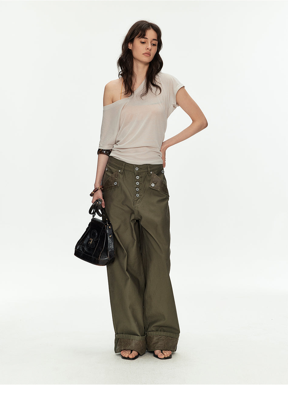 MADWITCH PARIS BUCKLE CARGO PANTS #CK3630