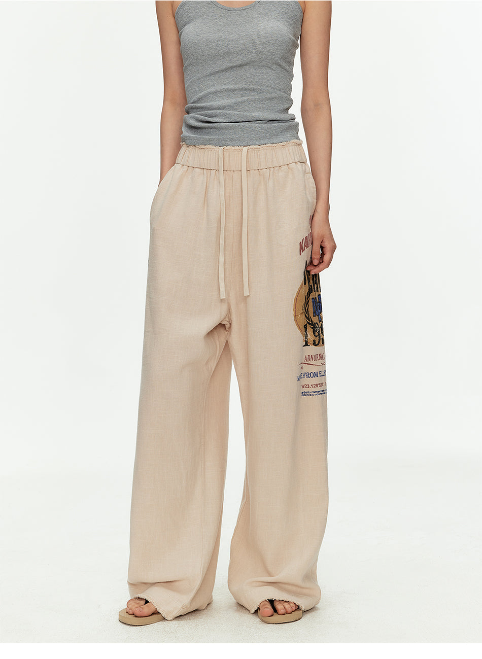 MADWITCH PRINTED LINEN DRAWSTRING PANTS #CK61035