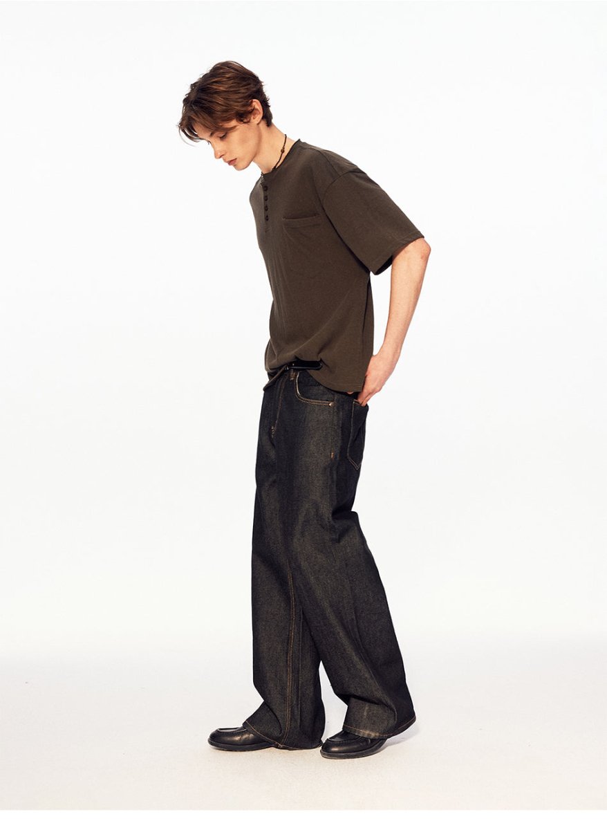MADWITCH HENLEY LINEN RELAXED TEE UTU055 - MadWitch Store