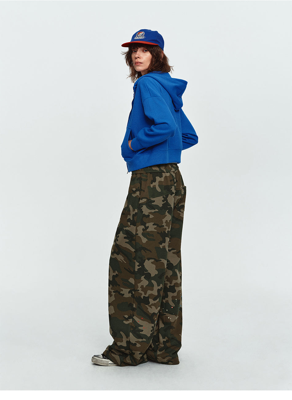 MADWITCH GRAFFITI CAMO-PRINT WIDE-LEG LOUNGE PANTS #C1062