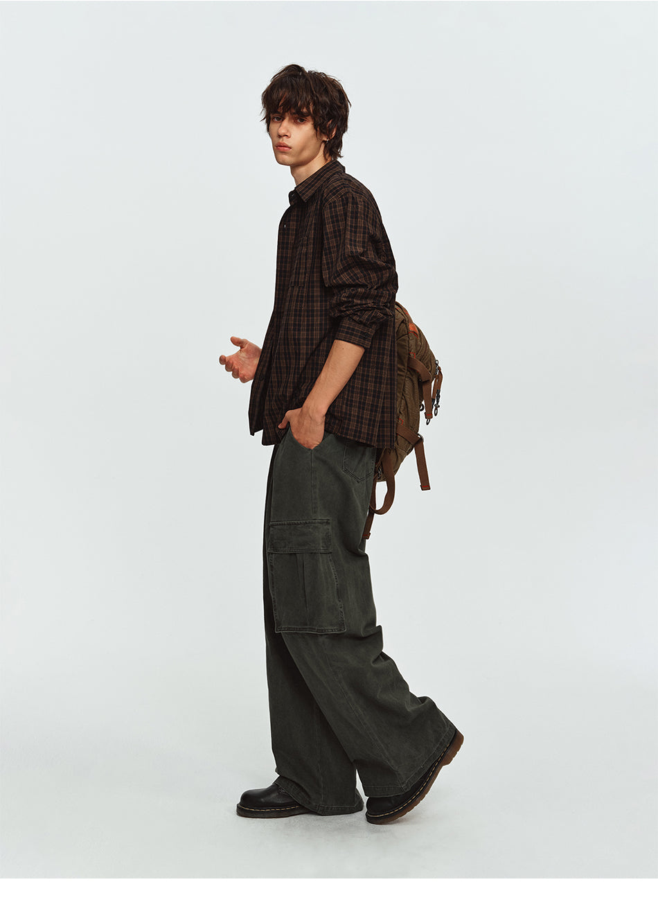 MADWITCH PLAID RELAXED-FIT CASUAL SHIRT #CR6256